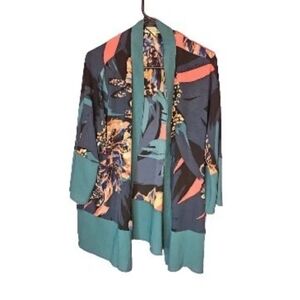 Dana Buchman Womans Sheer Short Sleeve Open Front Cardigan Multi-Color Size XL
